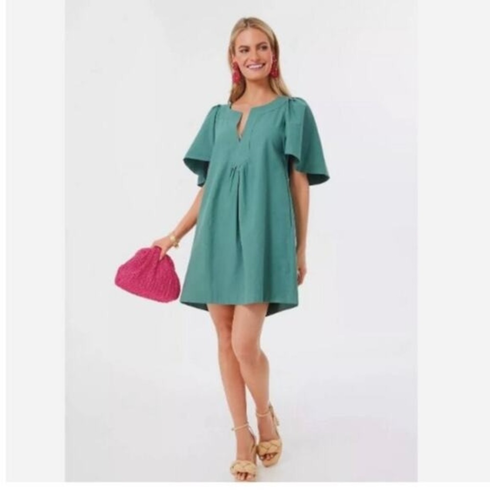 Pomander Place Finley Dress Tuckernuck Small Green Flutter Sleeve Cotton Mini
